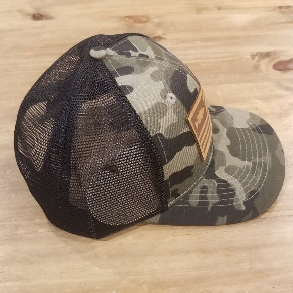 Fish Flag Patch Hat Cap Snap Back Mesh Adjustable Trucker Camouflage Camo Bass - Picture 6 of 10